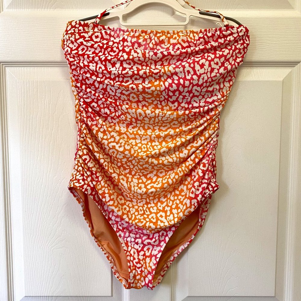 J. Crew Women's One-Piece Swimsuit Pink Orange Size L